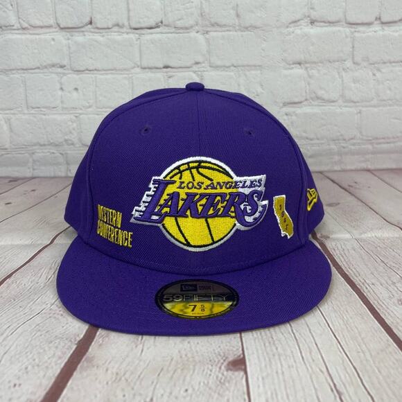 New Era 59Fifty Identity NBA Los Angeles Lakers Fitted Cap Hat Mens Size 7 5/8 - Picture 1 of 7